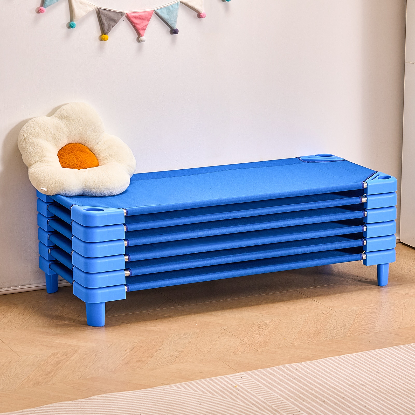 Stackable Toddler Nap Cots For Daycare And Preschool Blue Set_voghion.com